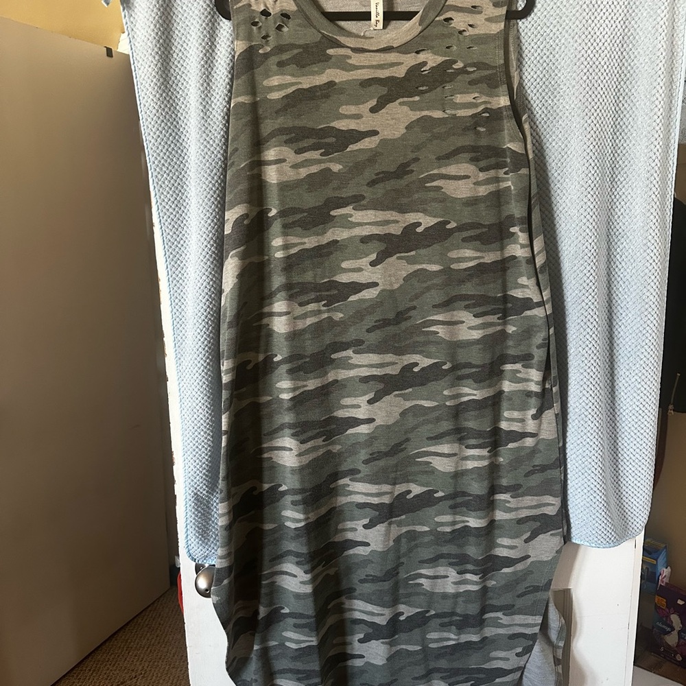 Vanilla Bay Camouflage Pattern Dress